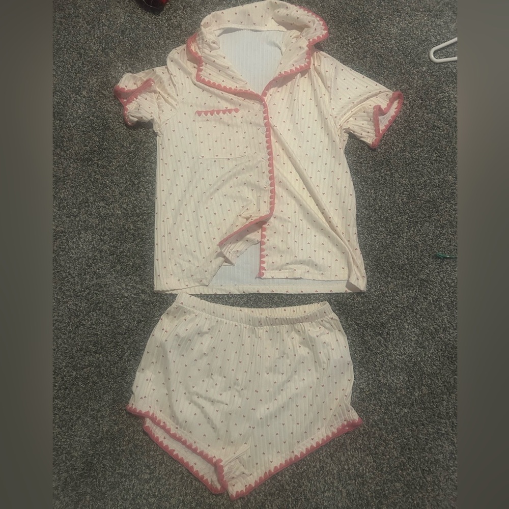 cute pink heart pj set